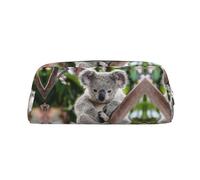 DNBCLEZK Trousse à crayons en cuir pour filles et garçons, motif koala mignon, Argenté., Taille unique, Organiseur de sac