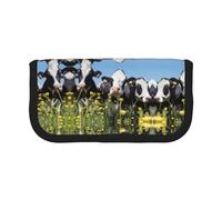 DNBCLEZK Trousse à crayons en toile de grande capacité avec imprimé de vaches noires et blanches - Trousse de maquillage multifonction avec double fermeture éclair (19 x 9 x 5 cm)