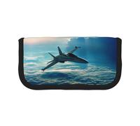 DNBCLEZK Trousse à crayons en toile de grande capacité avec motif avions de chasse et bordure noire, organiseur de trousse de maquillage multifonction, double fermeture éclair (19 x 9 x 5 cm)