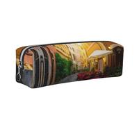 DNBCLEZK Trousse à crayons italienne en cuir avec fermeture éclair lisse et tirette en métal durable, imprimé complet, organiseur de papeterie pour l'école et le bureau, Argenté., Taille unique