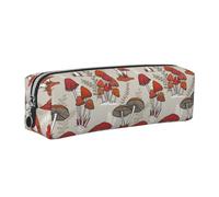 DNBCLEZK Trousse à crayons mignonne en cuir de qualité supérieure avec fermeture éclair lisse et tirette en métal durable, motif champignons rouges, organiseur de papeterie de designer pour l'école et