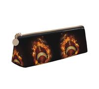 DNBCLEZK Trousse à crayons motif football américain flamboyant pour filles et garçons, sac de rangement en cuir imprimé mignon personnalisé, blanc, Taille unique, Organiseur de sac