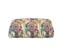 DNBCLEZK Trousse à crayons personnalisable en cuir avec fermeture éclair Motif attrape-rêves, Argenté., Taille unique