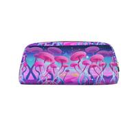 DNBCLEZK Trousse à crayons personnalisable en cuir avec fermeture éclair motif champignon magique pour l'école et le bureau (motif personnalisé), doré, Taille unique