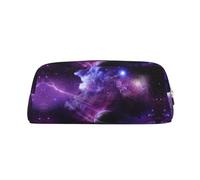 DNBCLEZK Trousse à crayons personnalisable en cuir avec fermeture éclair Motif galaxie étoilée Violet, doré, Taille unique