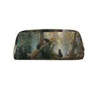 DNBCLEZK Trousse à crayons personnalisable en cuir avec fermeture éclair Motif ours noirs, doré, Taille unique