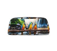 DNBCLEZK Trousse à crayons personnalisable en cuir avec fermeture éclair Motif perroquet mignon, Argenté., Taille unique