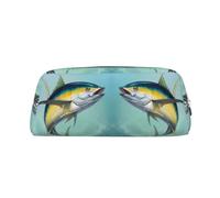 DNBCLEZK Trousse à crayons personnalisable en cuir avec fermeture éclair Motif poisson sautant hors de la mer, Argenté., Taille unique