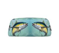 DNBCLEZK Trousse à crayons personnalisable en cuir avec fermeture éclair Motif poisson sautant hors de la mer, doré, Taille unique