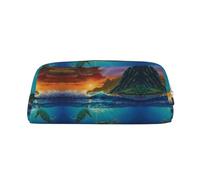 DNBCLEZK Trousse à crayons personnalisable en cuir avec fermeture éclair, motif tortues de mer, motif imprimé complet pour l'école et le bureau (motif personnalisé), doré, Taille unique