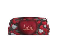 DNBCLEZK Trousse à crayons personnalisable en cuir avec fermeture éclair pour la Saint-Valentin, motif imprimé complet pour l'école et le bureau (motif personnalisé), Argenté., Taille unique