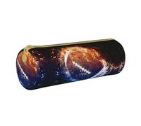 DNBCLEZK Trousse à crayons personnalisée en cuir imprimé galaxie spatiale football américain pour filles et garçons, blanc, Taille unique, Organiseur de sac