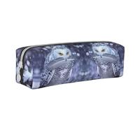 DNBCLEZK Trousse à crayons personnalisée en cuir motif hibou arctique pour filles et garçons, trousse de rangement pour papeterie, blanc, Taille unique, Organiseur de sac