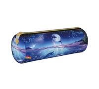 DNBCLEZK Trousse à crayons personnalisée en cuir pour filles et garçons, motif vie marine, bleu marine, blanc, Taille unique, Organiseur de sac
