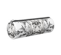DNBCLEZK Trousse à crayons ronde en cuir avec motif d'arbre de bambou - Fermeture éclair lisse - Tirette en métal durable - Impression complète - Pour l'école et le bureau, Argenté., Taille unique