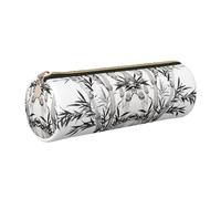 DNBCLEZK Trousse à crayons ronde en cuir avec motif d'arbre de bambou - Fermeture éclair lisse - Tirette en métal durable - Impression complète - Pour l'école et le bureau, doré, Taille unique