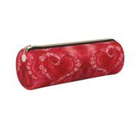 DNBCLEZK Trousse à crayons ronde en cuir de qualité supérieure avec fermeture éclair lisse et tirette en métal durable pour la Saint-Valentin, l'école et le bureau, doré, Taille unique