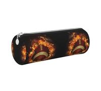 DNBCLEZK Trousse à crayons ronde en cuir de qualité supérieure avec fermeture éclair lisse et tirette en métal durable, motif ballon de football américain, organiseur de papeterie pour l'école et le