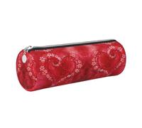 DNBCLEZK Trousse à crayons ronde en cuir de qualité supérieure avec fermeture éclair lisse et tirette en métal durable pour la Saint-Valentin, l'école et le bureau, Argenté., Taille unique
