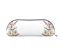 DNBCLEZK Trousse à crayons semi-circulaire avec motif imprimé floral - Cuir PVC de qualité supérieure avec doublure en polyester, Argenté., One Size, Organiseur de sac