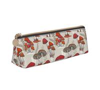 DNBCLEZK Trousse à crayons triangulaire en cuir avec fermeture éclair lisse et tirette en métal durable Motif champignons rouges