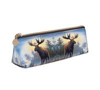 DNBCLEZK Trousse à crayons triangulaire en cuir avec motif de cerf du Nord - Fermeture éclair lisse - Tirette en métal durable - Imprimé complet - Pour l'école et le bureau, blanc, Taille unique