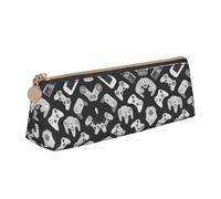 DNBCLEZK Trousse à crayons triangulaire en cuir de qualité supérieure avec fermeture éclair lisse et tirette en métal durable, imprimé complet, pour l'école, le bureau