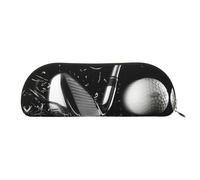 DNBCLEZK Trousse semi-circulaire de golf noire et blanche avec motif imprimé - Cuir PVC de qualité supérieure avec doublure en polyester, doré, One Size, Organiseur de sac