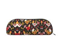 DNBCLEZK Trousse semi-circulaire en cuir PVC de qualité supérieure avec doublure en polyester Motif coq, doré, One Size, Organiseur de sac