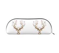 DNBCLEZK Trousse semi-circulaire en cuir PVC de qualité supérieure avec doublure en polyester Motif bois de cerf, Argenté., One Size, Organiseur de sac