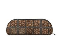 DNBCLEZK Wild Zoo Trousse à crayons en cuir pour filles et garçons, jolie trousse à crayons personnalisée avec imprimé, doré, Taille unique, Organiseur de sac