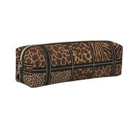 DNBCLEZK Wild Zoo - Trousse à crayons mignonne en cuir de qualité supérieure, fermeture éclair lisse, tirette en métal durable, organiseur de papeterie imprimé complet pour l'école et le bureau, doré