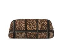 DNBCLEZK Wild Zoo Trousse à crayons personnalisable en cuir avec fermeture éclair, motif imprimé complet pour l'école et le bureau (motif personnalisé), doré, Taille unique