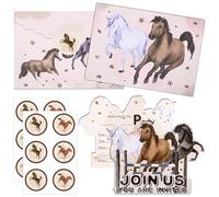 Dncvb Lot de 12 cartes d'invitation pour anniversaire d'enfant avec 12 enveloppes et 12 autocollants - Invitations d'anniversaire pour filles et garçons