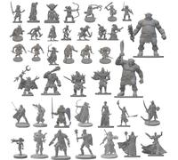 DND 5e 3D Miniatures 40 unités - Dungeons and Dragons Adventure Minis Starter Set pour grille de 2,5 cm Impression double face Accessoires TTRPG Figurines imprimées 3D portables avec catalogue cadeau