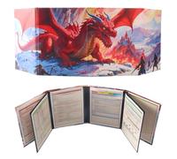 DND 5e Écran Maître du Jeu, 8 Panneaux PU Imprimés UV, Cheat Sheet | DM Screen effaçables, 8 aide-mémoire A4 inclus, similicuir PU imprimé UV, paravent pliable 32×92cm