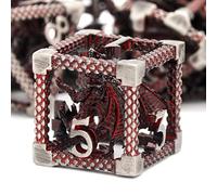 DND - Dés de jeu en métal - Donjons et dragons - HNCCESG creux - Dragon D&D - Kit de dés polyédriques pour Pathfinder MTG RPG DND Dice Set W20 W12 W10 W8 W6 W4 (rouge sang 3D)