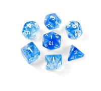 DND Dice Lot de 7 dés polyédriques à paillettes pour MTG Donjons & Dragons RPG MTG DND D&D D20 D12 D10 D8 D6 D4 (bleu/blanc)