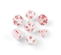 DND Dice Lot de 7 dés polyédriques à paillettes pour MTG Donjons & Dragons RPG MTG DND D&D D20 D12 D10 D8 D6 D4 (blanc avec points rouges)