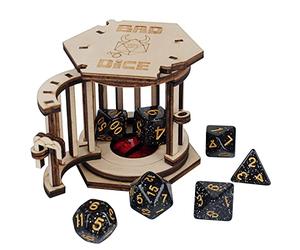 DND Dice Prison avec dés polyédriques en bois pour vos mauvais dés