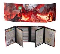 DND DM Écran de peinture à l'huile effet relief 8 panneaux avec 2 poches effaçables à l'eau et feuille de triche Donjon Master Accessoires Donjons et Dragons 5e Écran GM D&D Terrain Cadeau Donjon