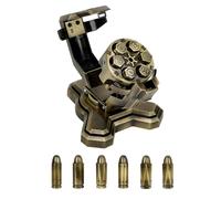 DND Jeu de dés Nid de balle avec dés cylindriques revolver, récipient à bascule rotatif avec polyédrique en métal - Support de dés DND pour jeux de table D&D sur le thème du crime de guerre