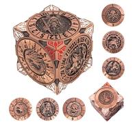 DND Jeu de dés rotatifs en métal 7 en 1 avec motif de dragon en relief 3D, design unique pour donjons et dragons, jeu de dés polyédriques fantastiques pour joueurs de D&D et DM (cuivre rouge ancien)