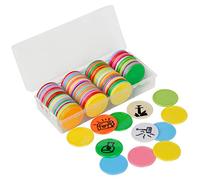 DND Lot de 100 jetons effaçables à sec et humides - Disques de jeu personnalisables et réutilisables de 3,8 cm pour donjons et dragons, MTG, clips de bingo et tout RPG de table