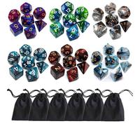 DND Lot de 6 dés polyédriques D&D avec D20 D12 D10 D% D8 D6 D4 Compatible avec jeux de rôle Donjons et Dragons Jeux de rôle RPG MTG (42 pièces)