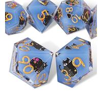DND Lot de 7 dés D&D mignons pour chat avec coffret cadeau Donjons et Dragons dés polyédriques et RPG à bords tranchants pour jeux de rôle MTG avec sac, dés en résine