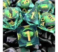 DND Lot de 7 dés mobiles œil de dragon en résine polyédrique D&D pour donjons et dragons Pathfinder DND RPG MTG Pathfinder D4 D6 D8 D10 D% D12 D20 (vert et noir)