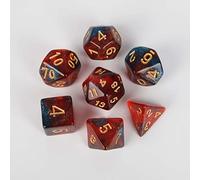 DND Lot de 7 dés polyédriques en acrylique pour jeux de rôle Donjon et Dragons D&D Rouge sang étoilé