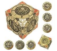 DND Spinner Dice - Set de dés 7 en 1 en métal avec design dragon en relief 3D | Design spinner unique pour donjons et dragons RPG Jeu de dés en polyèdre pour joueurs D&D et DM (bronze)