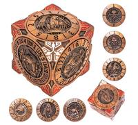 DND Spinner Dice - Set de dés en métal 7 en 1 avec design dragon en relief 3D | Design unique de spinner pour donjons et dragons RPG Jeu de dés en polyèdre pour joueurs D&D et DM (cuivre doré)